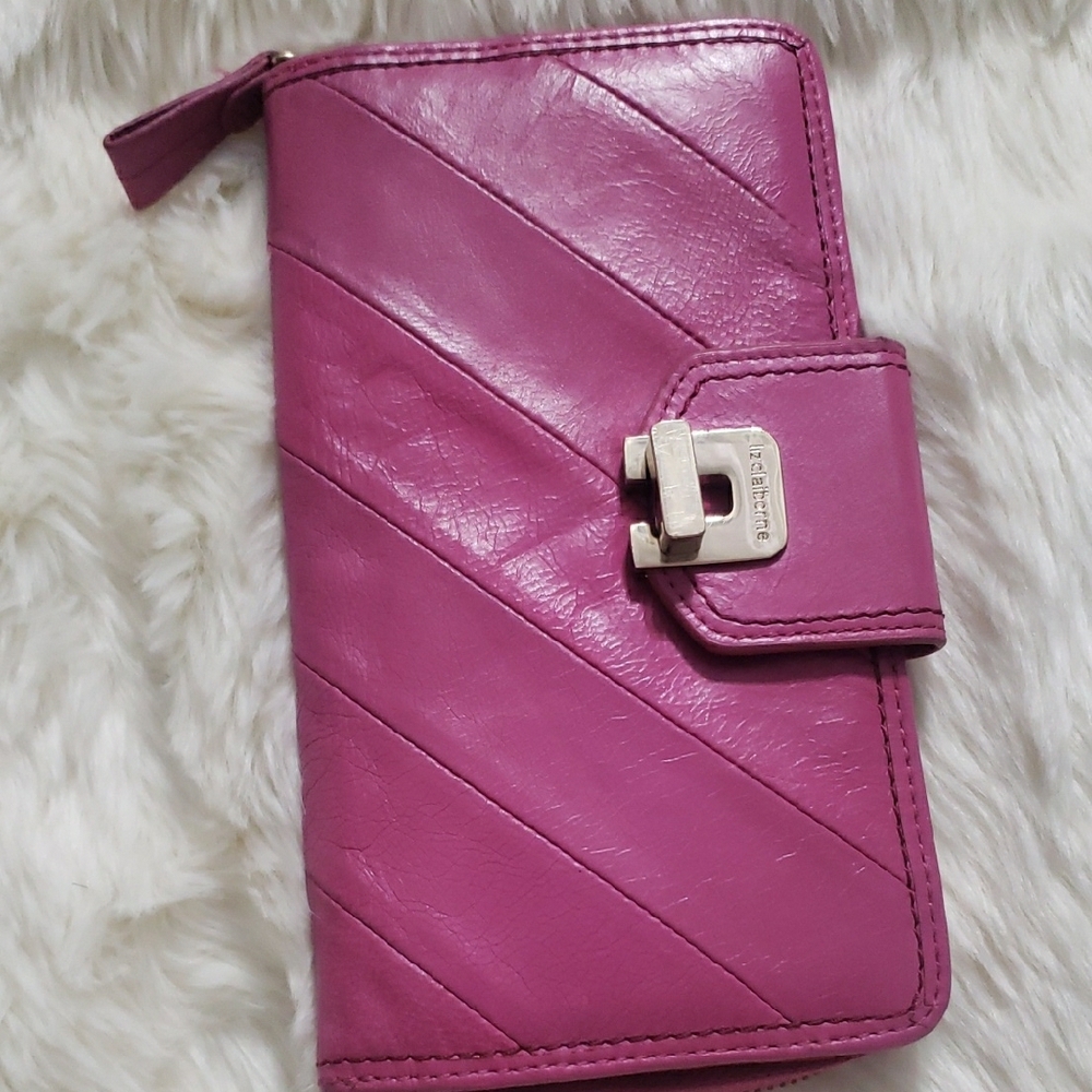 Liz Claiborne Pink Quilted Wallet with Turn-Lock Closure. Has A Small Dark Spot